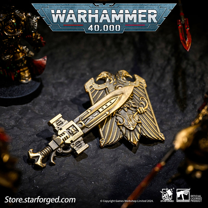 Starforged Custodes Sword & Shield Emperor of Mankind Adeptus Custode Men's Accessories Keychain Pendants